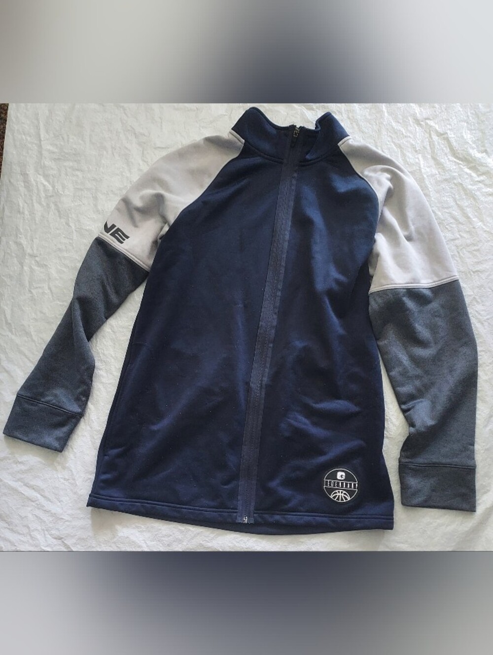 And1 Navy Full-Zip Men's Raglan Jacket with Gray and White Sleeves